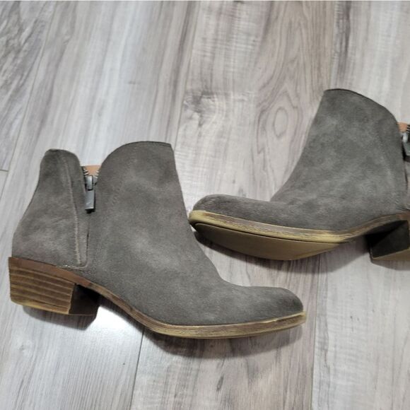 Lucky Brand | Brenon Gray Suede Distressed Ankle Bootie Hipster Chic sz 8 - Picture 4 of 11